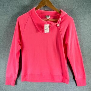 J.Crew Wide Button Collar Pullover Sweatshirt Women's XS Pink Cloudspun Fleece‎